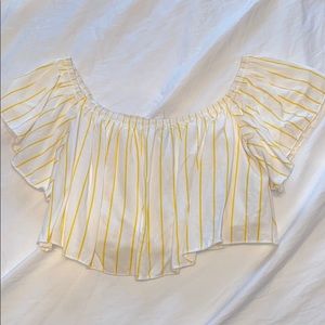 Yellow pinstripe flowy crop